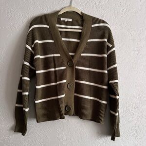 Olive Green Striped Women's Sweater